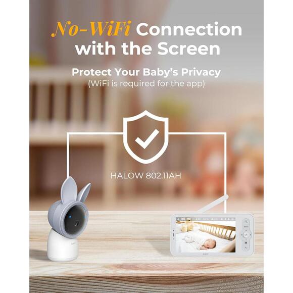 Baby Monitor 2 Cameras, 3MP Baby Camera 2Pack with 5-inch LCD Screen App Control - Picture 5 of 9